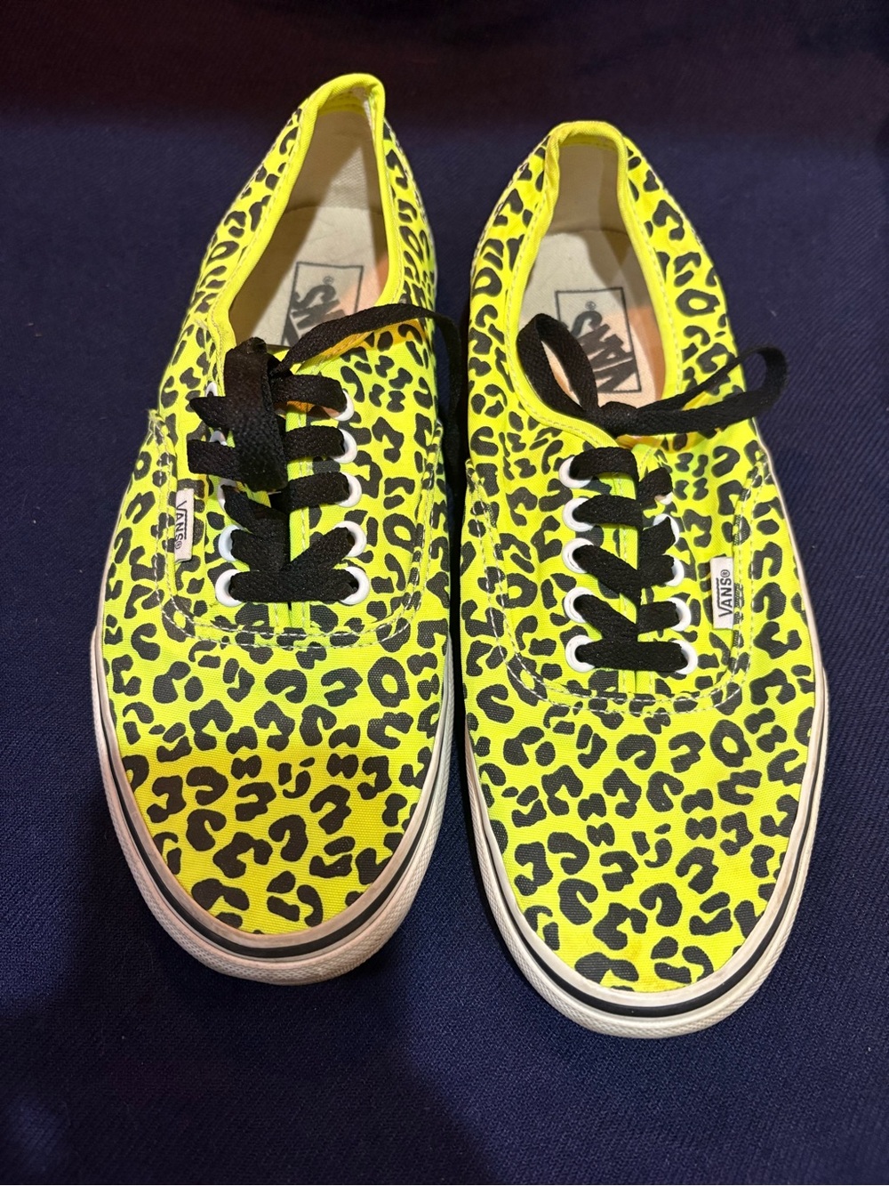 Vans Yellow and Black Leopard Print Lace-Up Sneakers